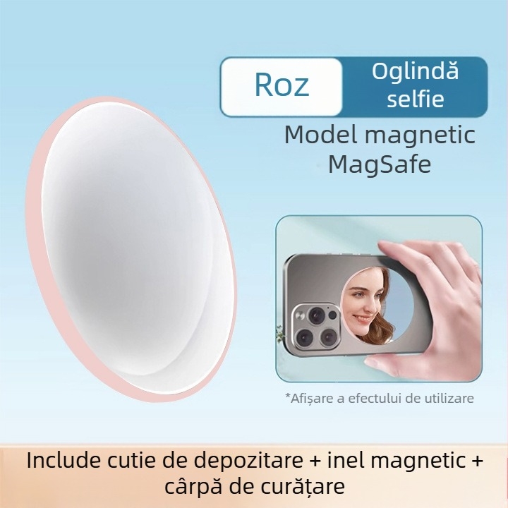 Oglindă autofotografică spate pentru telefon mobil cu absorbție magnetică MagSafe din aliaj de aluminiu, oglindă convexă HD pentru machiaj Vlog live