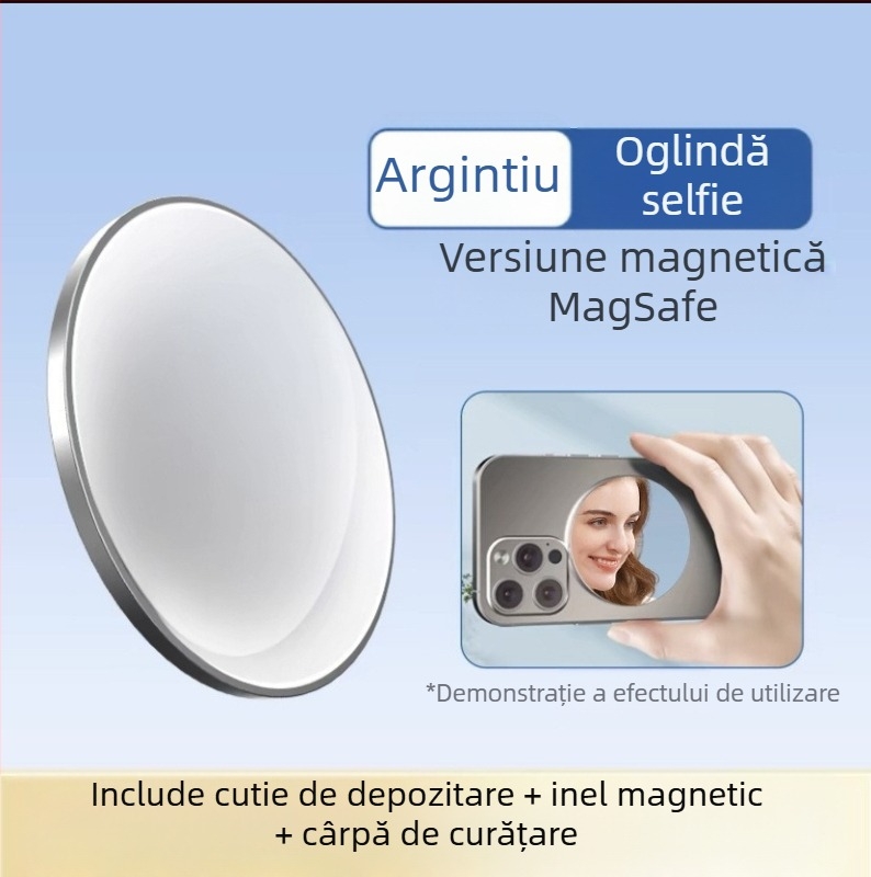 Oglindă autofotografică spate pentru telefon mobil cu absorbție magnetică MagSafe din aliaj de aluminiu, oglindă convexă HD pentru machiaj Vlog live