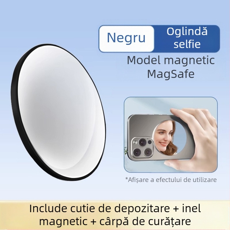 Oglindă autofotografică spate pentru telefon mobil cu absorbție magnetică MagSafe din aliaj de aluminiu, oglindă convexă HD pentru machiaj Vlog live