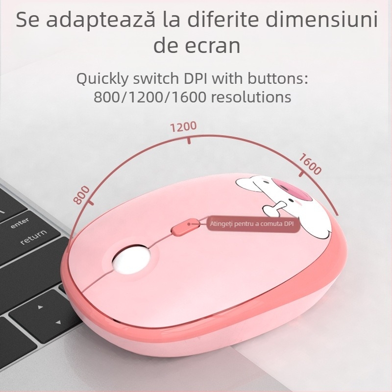 Costum de tastatură wireless MOFII Ferris hand 2.4g cu mouse-ul, drăguț costum de tastatură de birou cu desene animate de culoare roz