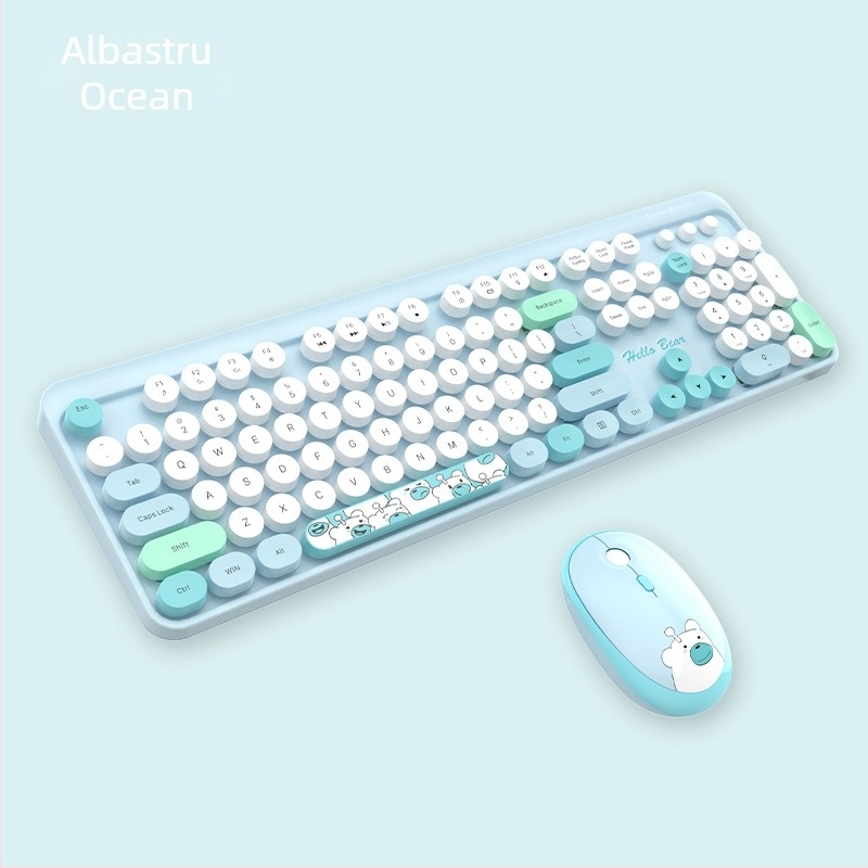 Costum de tastatură wireless MOFII Ferris hand 2.4g cu mouse-ul, drăguț costum de tastatură de birou cu desene animate de culoare roz