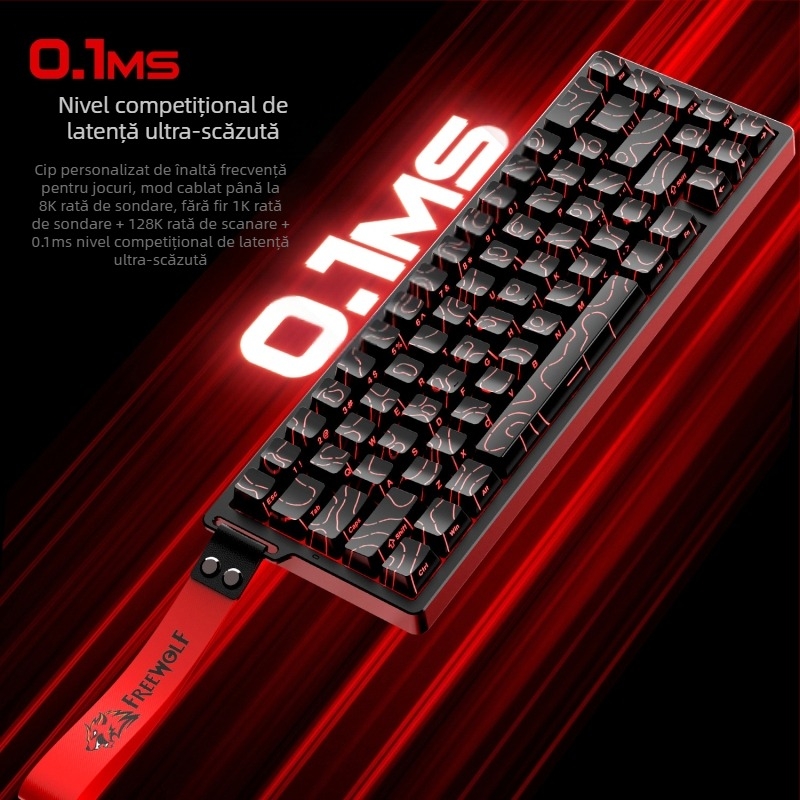 Tastatură mecanică gratuită Wolf F68PRO cu trei moduri RGB cu axe magnetice, contur cu fir, tastatură wireless Bluetooth cu axe magnetice 8K