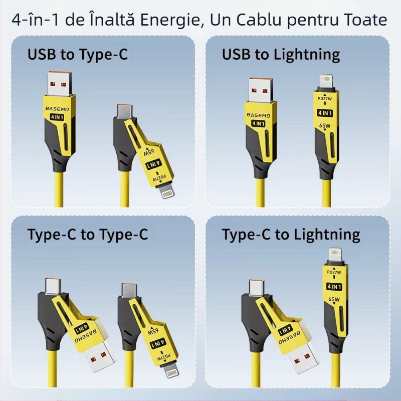 [Control excelent al produsului] Încărcător telescopic cu arc Double Magic 65W+27W, patru în unu, potrivit pentru cablul de date Apple 16 Huawei