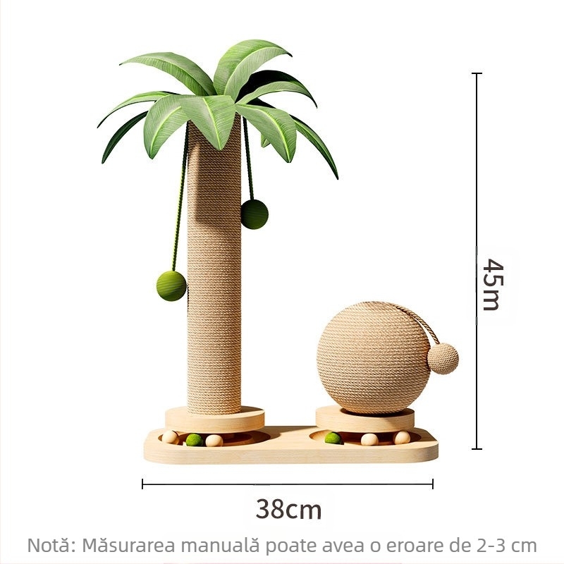 Vară Coconut Tree Island Cat Climbing Rack Lemn Masiv Gros de Cânepă Frânghie Mare Multistrat Pisică Nest Integrat Recliner Hamac Cat Scratch Coloană