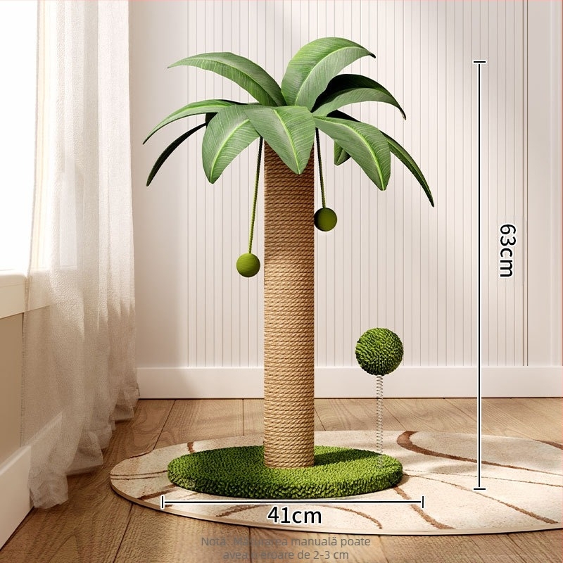 Vară Coconut Tree Island Cat Climbing Rack Lemn Masiv Gros de Cânepă Frânghie Mare Multistrat Pisică Nest Integrat Recliner Hamac Cat Scratch Coloană
