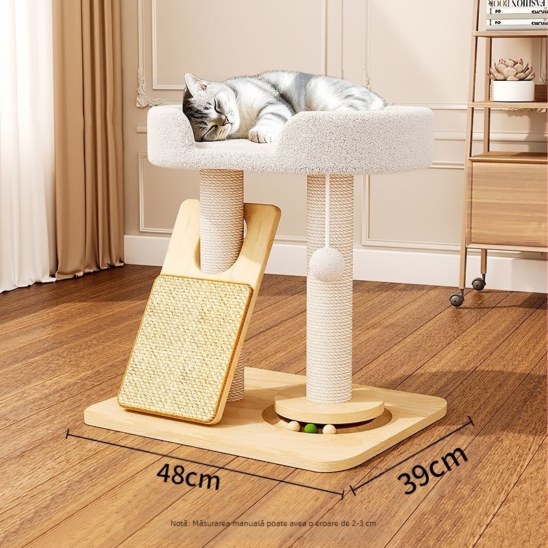 Vară Coconut Tree Island Cat Climbing Rack Lemn Masiv Gros de Cânepă Frânghie Mare Multistrat Pisică Nest Integrat Recliner Hamac Cat Scratch Coloană