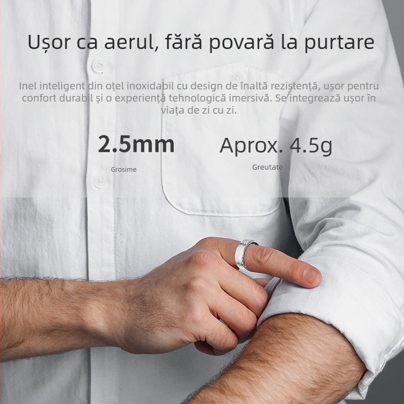 Inelul inteligent TikTok pentru monitorizarea ritmului cardiac, a oxigenului din sânge, a somnului și a fotografiilor, dedicat sănătății femeilor, poate fi periat cu tremolo.