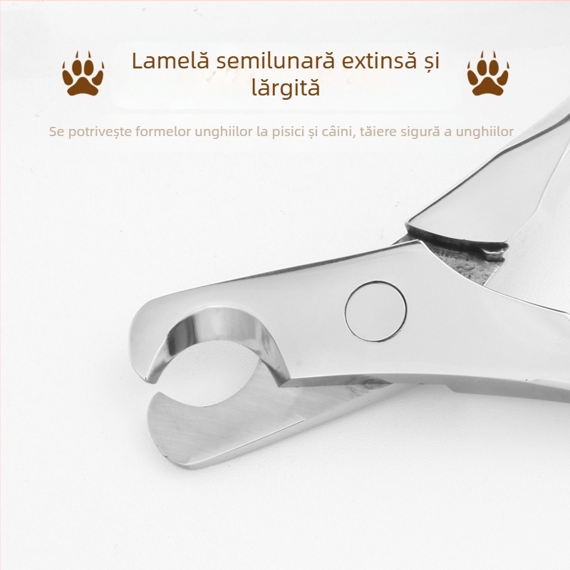 Foarfece universale pentru unghii pentru animale de companie, foarfece pentru pisici, foarfece pentru câini, unghiere din oțel inoxidabil, tăietură semilună anti-linie de sânge