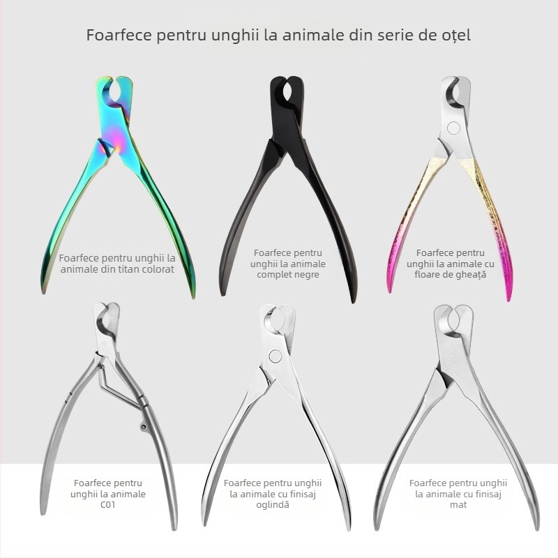 Foarfece universale pentru unghii pentru animale de companie, foarfece pentru pisici, foarfece pentru câini, unghiere din oțel inoxidabil, tăietură semilună anti-linie de sânge