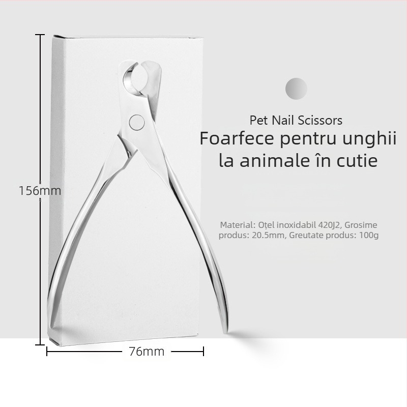 Foarfece universale pentru unghii pentru animale de companie, foarfece pentru pisici, foarfece pentru câini, unghiere din oțel inoxidabil, tăietură semilună anti-linie de sânge