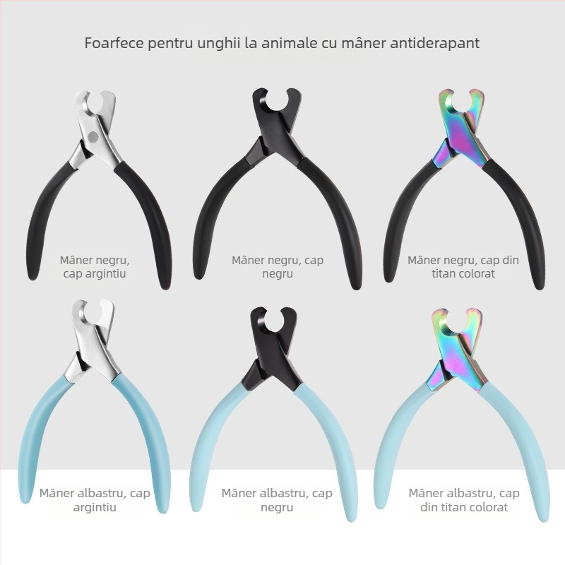 Foarfece universale pentru unghii pentru animale de companie, foarfece pentru pisici, foarfece pentru câini, unghiere din oțel inoxidabil, tăietură semilună anti-linie de sânge