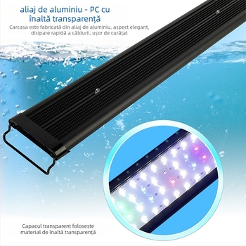 Lumină LED plată ultra-subțire pentru plante acvatice, iluminat pentru acvariu, lumină pentru rezervor de pește, reglabilă, lumină suplimentară impermeabilă pentru uciderea algelor