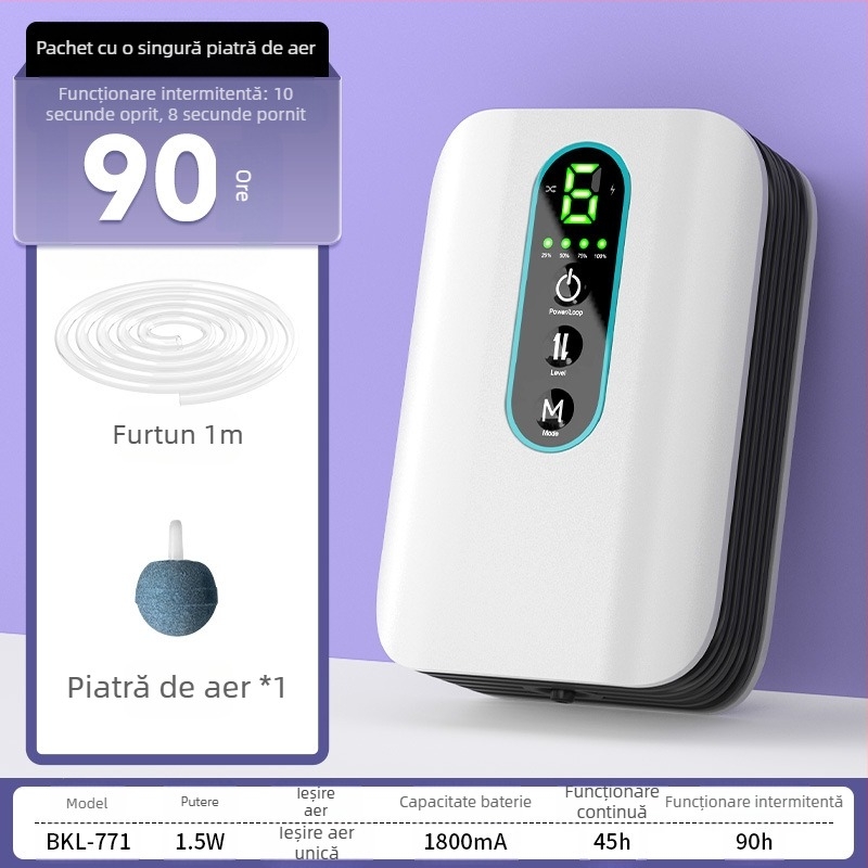 BAKALE nouă pompă de oxigen USB pentru acasă, aerator auto pentru pești, baterie litiu pentru pescuit în aer liber