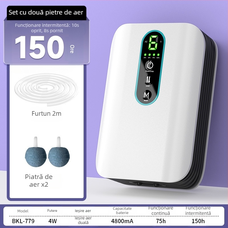 BAKALE nouă pompă de oxigen USB pentru acasă, aerator auto pentru pești, baterie litiu pentru pescuit în aer liber