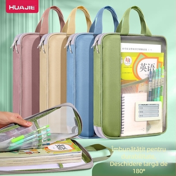Huajie geantă de dosar transparentă geantă de mână pentru studenți, geantă de cărți pentru teste suplimentare, geantă de hârtie pentru teme, geantă de studiu