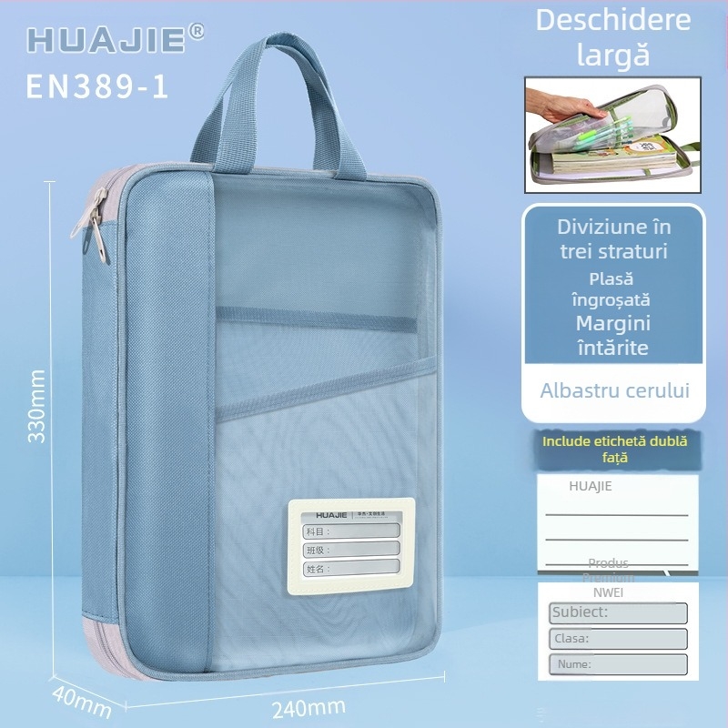 Huajie geantă de dosar transparentă geantă de mână pentru studenți, geantă de cărți pentru teste suplimentare, geantă de hârtie pentru teme, geantă de studiu