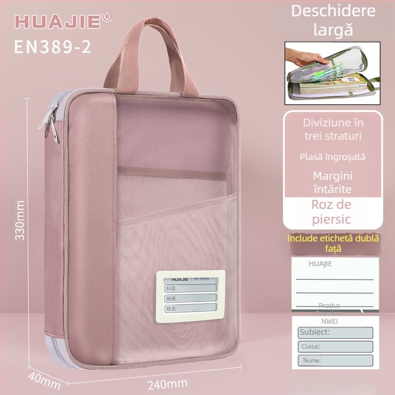 Huajie geantă de dosar transparentă geantă de mână pentru studenți, geantă de cărți pentru teste suplimentare, geantă de hârtie pentru teme, geantă de studiu