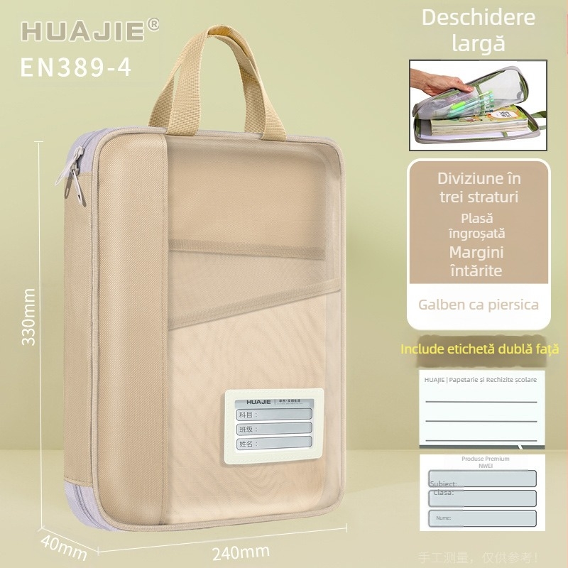 Huajie geantă de dosar transparentă geantă de mână pentru studenți, geantă de cărți pentru teste suplimentare, geantă de hârtie pentru teme, geantă de studiu