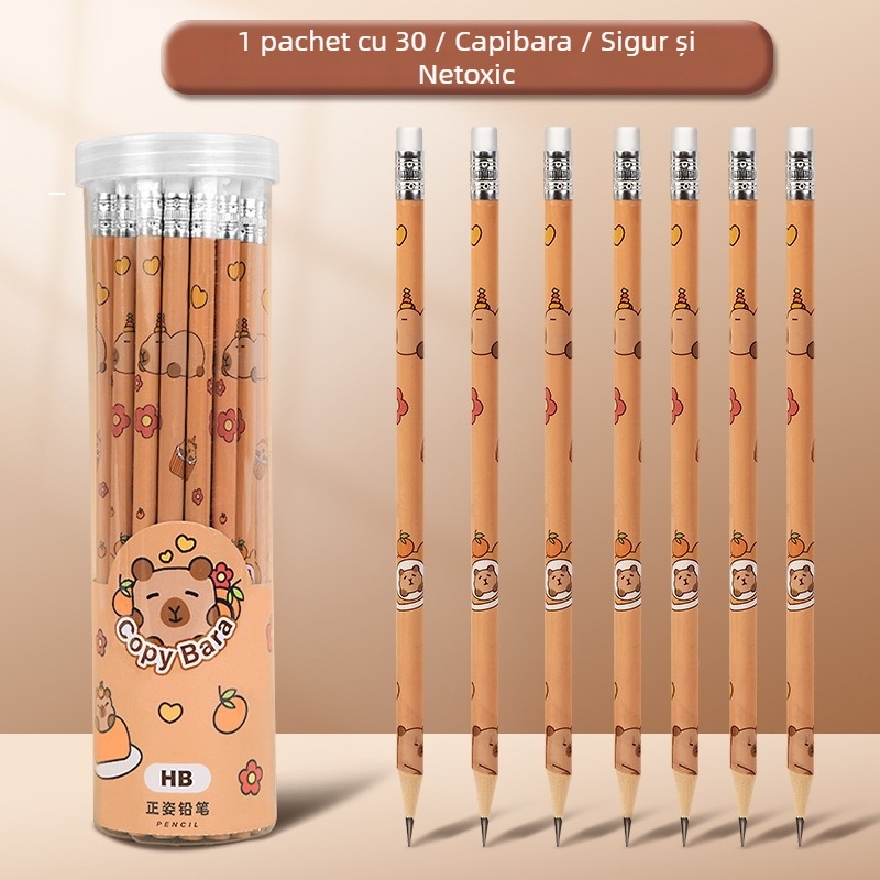 Creion cilindric Kapibala Școala primară Studierea papetăriei HB Copii Desene animate drăguț cu radieră