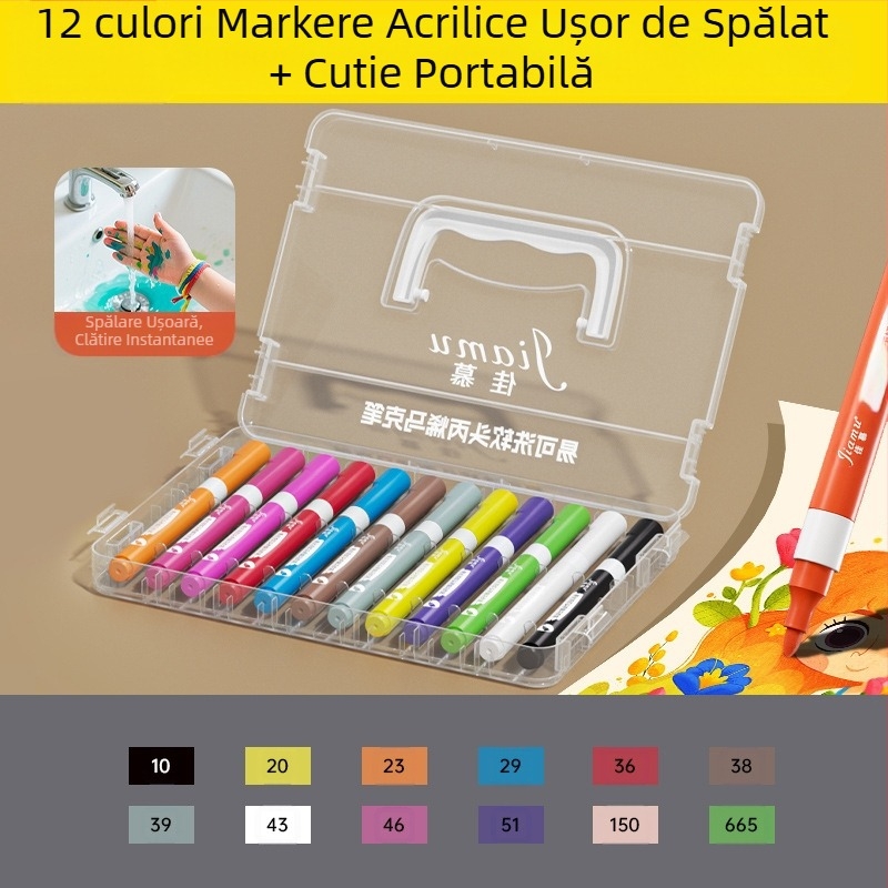 Marker acrilic ușor de spălat, ușor de spălat pentru școala primară, artă pentru copii, stilou acuarelă, opac și stivuibil pentru grădiniță