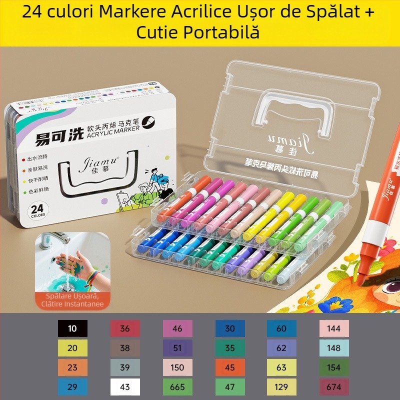 Marker acrilic ușor de spălat, ușor de spălat pentru școala primară, artă pentru copii, stilou acuarelă, opac și stivuibil pentru grădiniță