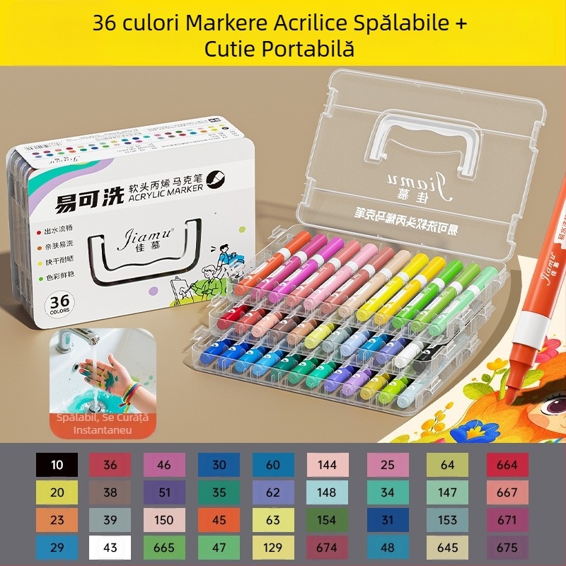Marker acrilic ușor de spălat, ușor de spălat pentru școala primară, artă pentru copii, stilou acuarelă, opac și stivuibil pentru grădiniță