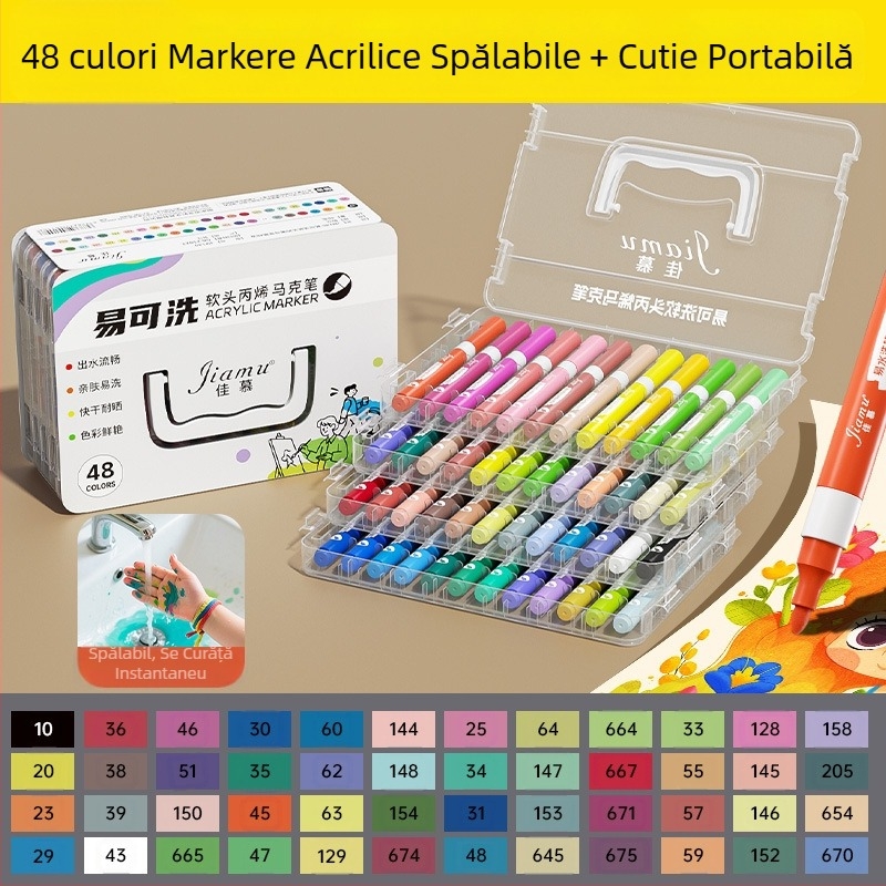 Marker acrilic ușor de spălat, ușor de spălat pentru școala primară, artă pentru copii, stilou acuarelă, opac și stivuibil pentru grădiniță