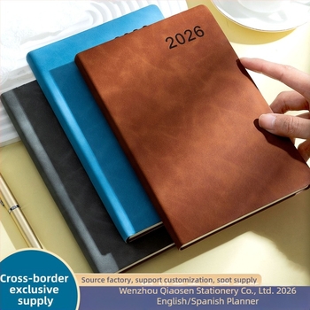 Calendar Amazon Cross-Border 2026 din piele de oaie, etichetă mică, planificator zilnic cu o pagină, calendar anual