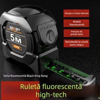 Riglă fluorescentă cu tehnologie neagră, cu ruletă importată, 5 metri lățime, 7,5 metri grosime, 10 metri, riglă rezistentă la uzură, de înaltă precizie