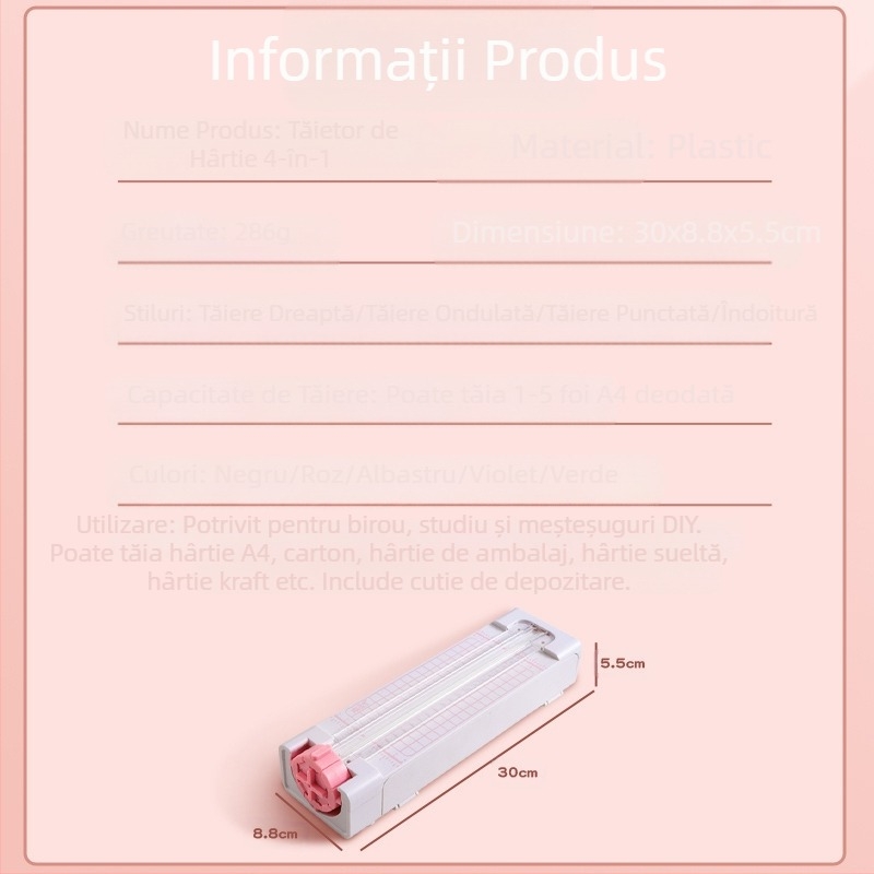 Mașină de tăiat hârtie patru în unu, Instrument de tăiat hârtie, Expert în tăierea hârtiei, Mașină de tăiat hârtie, Tăietor de hârtie, Instrument de tăiat, Cadou creativ