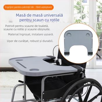 Masă de luat masa pentru scaune cu rotile, scaun de toaletă universal, accesorii pentru scaune cu rotile, masă de luat masa pentru persoane cu dizabilități, îngroșare sporită, instalare gratuită