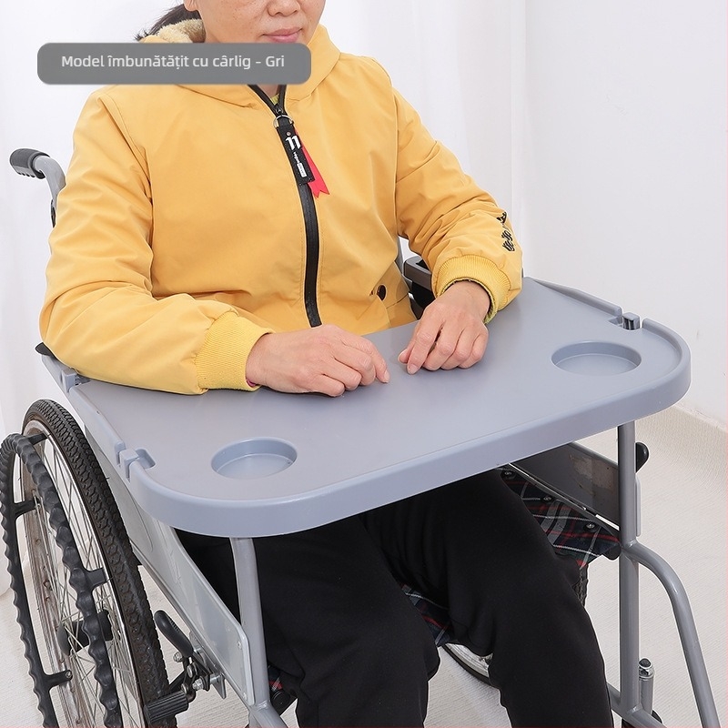 Masă de luat masa pentru scaune cu rotile, scaun de toaletă universal, accesorii pentru scaune cu rotile, masă de luat masa pentru persoane cu dizabilități, îngroșare sporită, instalare gratuită