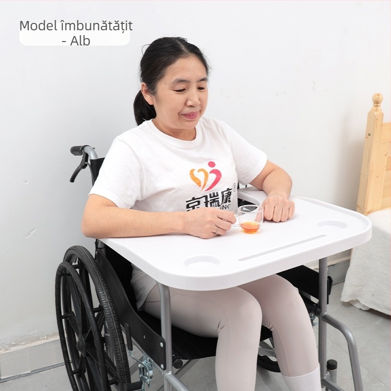 Masă de luat masa pentru scaune cu rotile, scaun de toaletă universal, accesorii pentru scaune cu rotile, masă de luat masa pentru persoane cu dizabilități, îngroșare sporită, instalare gratuită