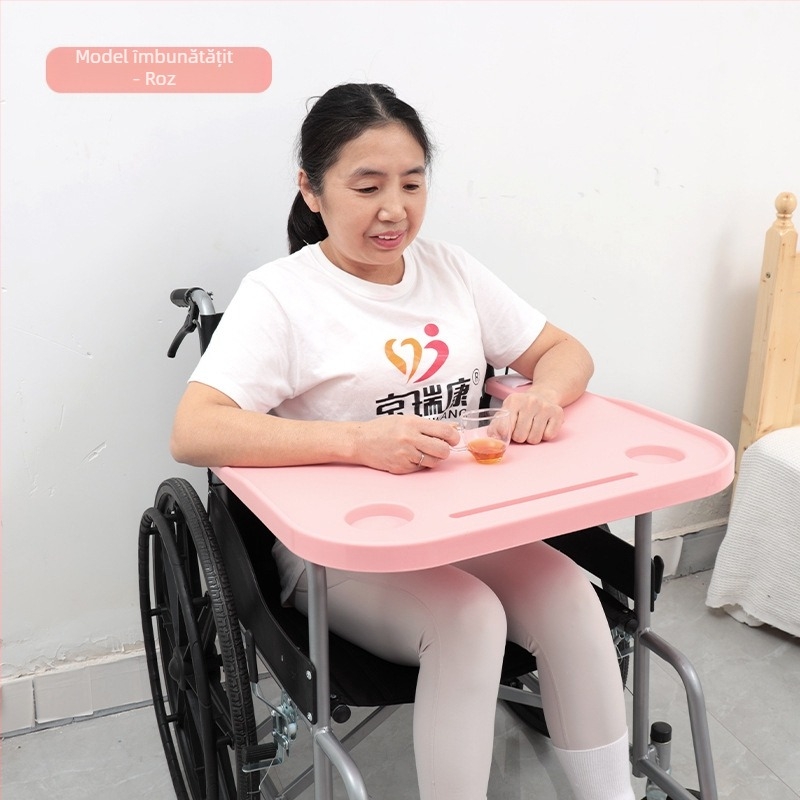 Masă de luat masa pentru scaune cu rotile, scaun de toaletă universal, accesorii pentru scaune cu rotile, masă de luat masa pentru persoane cu dizabilități, îngroșare sporită, instalare gratuită