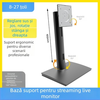 Suport de bază rotativ reglabil pentru monitor de computer, cadru de susținere reglabil și rotativ, 8-27 inch