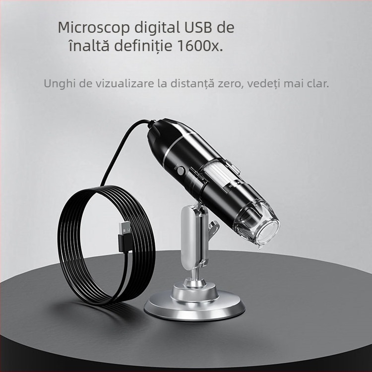 Microscop electronic HD cu microscop digital USB trei-în-unu, en-gros, HD, 1600 de ori, en-gros, fabricat în China