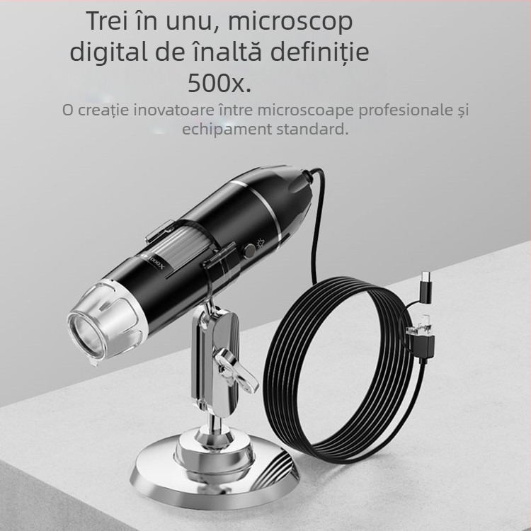 Microscop electronic HD cu microscop digital USB trei-în-unu, en-gros, HD, 1600 de ori, en-gros, fabricat în China
