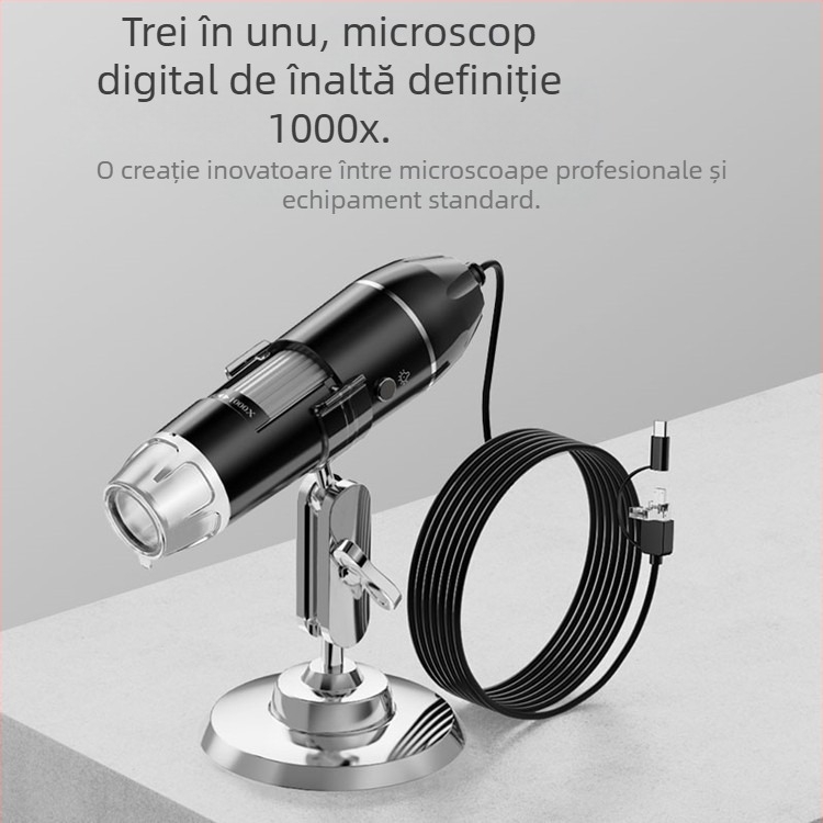 Microscop electronic HD cu microscop digital USB trei-în-unu, en-gros, HD, 1600 de ori, en-gros, fabricat în China
