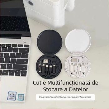 Cutie de stocare a datelor multifuncțională portabilă transfrontalieră, 60W, adaptor retractabil unu-la-trei, set de pini, cablu de încărcare rapidă