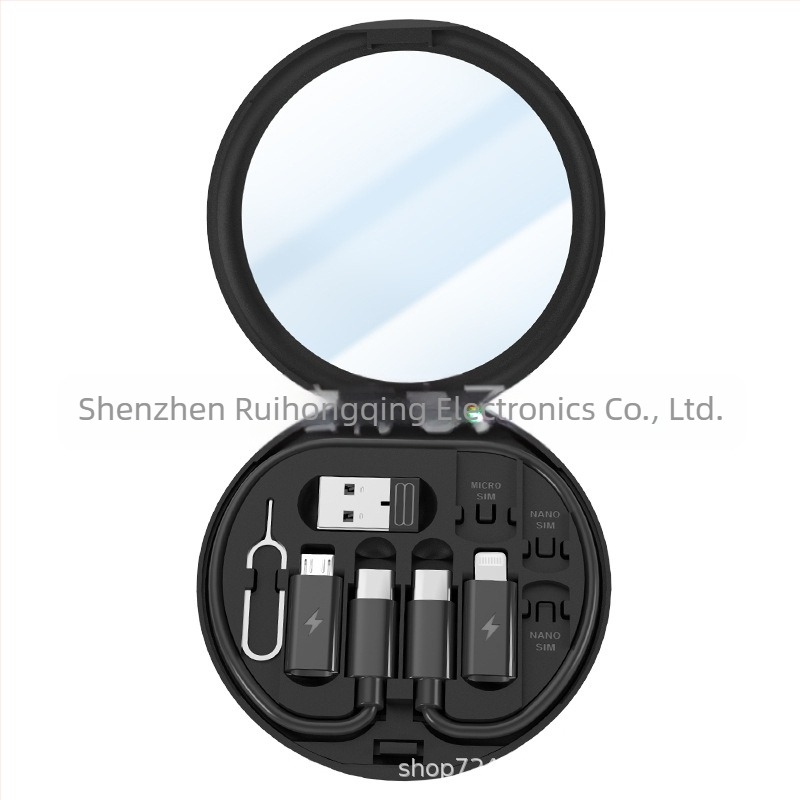 Cutie de stocare a datelor multifuncțională portabilă transfrontalieră, 60W, adaptor retractabil unu-la-trei, set de pini, cablu de încărcare rapidă