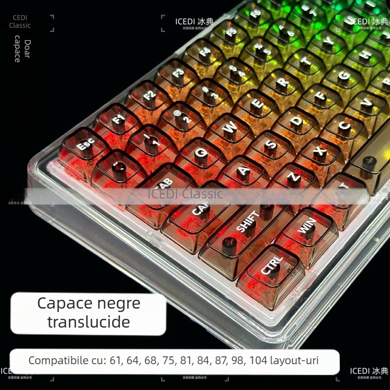 Taste mecanice universale cu axă magnetică OEM, cristal transparent, PC, set complet, tastatură numerică mică, efect de iluminare RGB