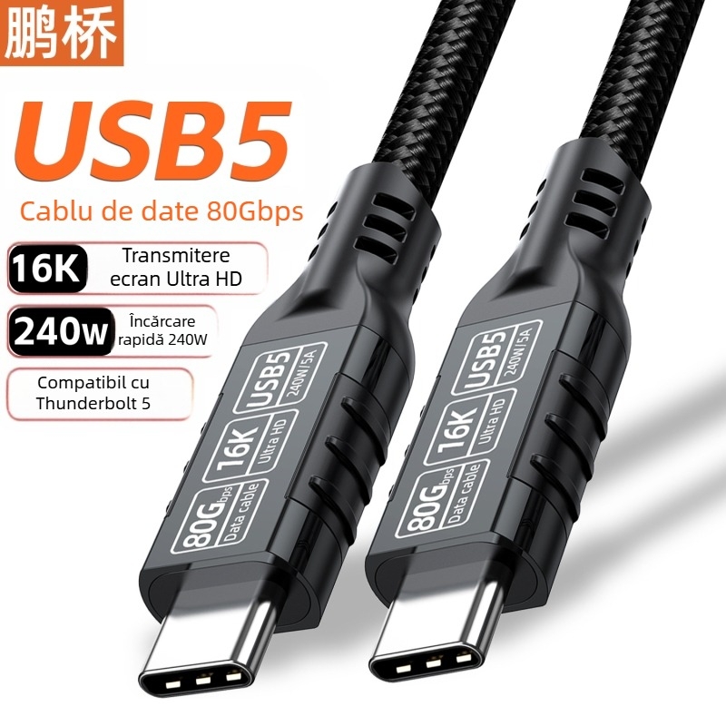 Cablu de date USB4 tip Ctoc40G, cablu de proiecție pentru ecran 8K, compatibil cu USB 3.2 20G/Thunderbolt 4 linii 240