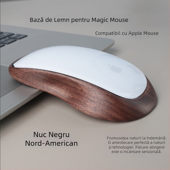 Husă de protecție pentru mouse Magic Mouse din nuc, potrivită pentru mouse Apple Magic Mouse, cu bază din lemn masiv, cu înălțime mare