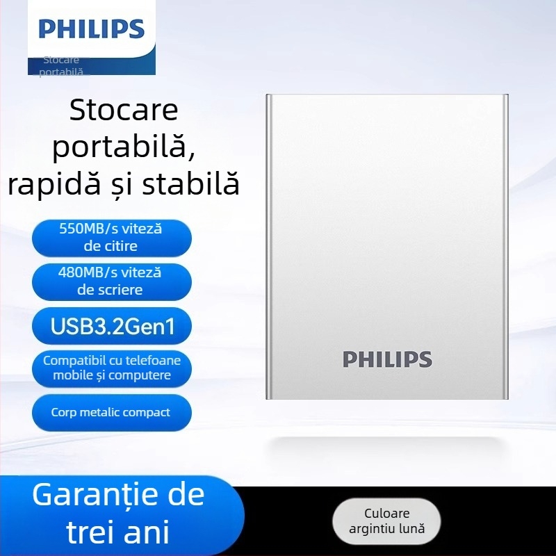 Unitate SSD mobilă Philips PSSD, telefon mobil, computer, tip C, hard disk cu dublă utilizare, stocare de mare viteză, expansiune en-gros