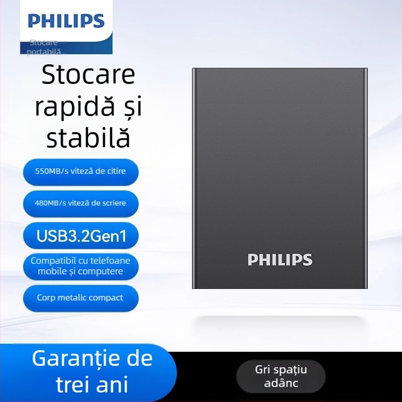 Unitate SSD mobilă Philips PSSD, telefon mobil, computer, tip C, hard disk cu dublă utilizare, stocare de mare viteză, expansiune en-gros