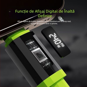 Cablu de date din silicon cu afișaj digital LED inteligent, în cutie PD240W, încărcare rapidă, potrivit pentru telefonul mobil de tip C Apple 15/16
