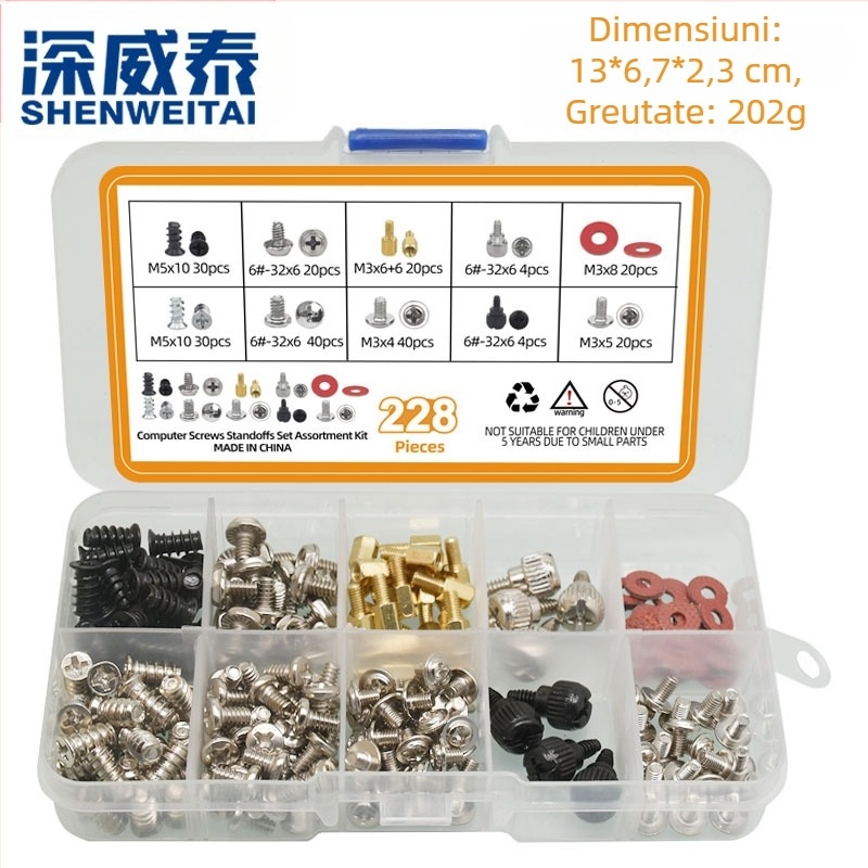 Șuruburi carcasă computer desktop, hard disk în cutie, carcasă placă de bază, set șuruburi ventilator sursă de alimentare, Amazon transfrontalier