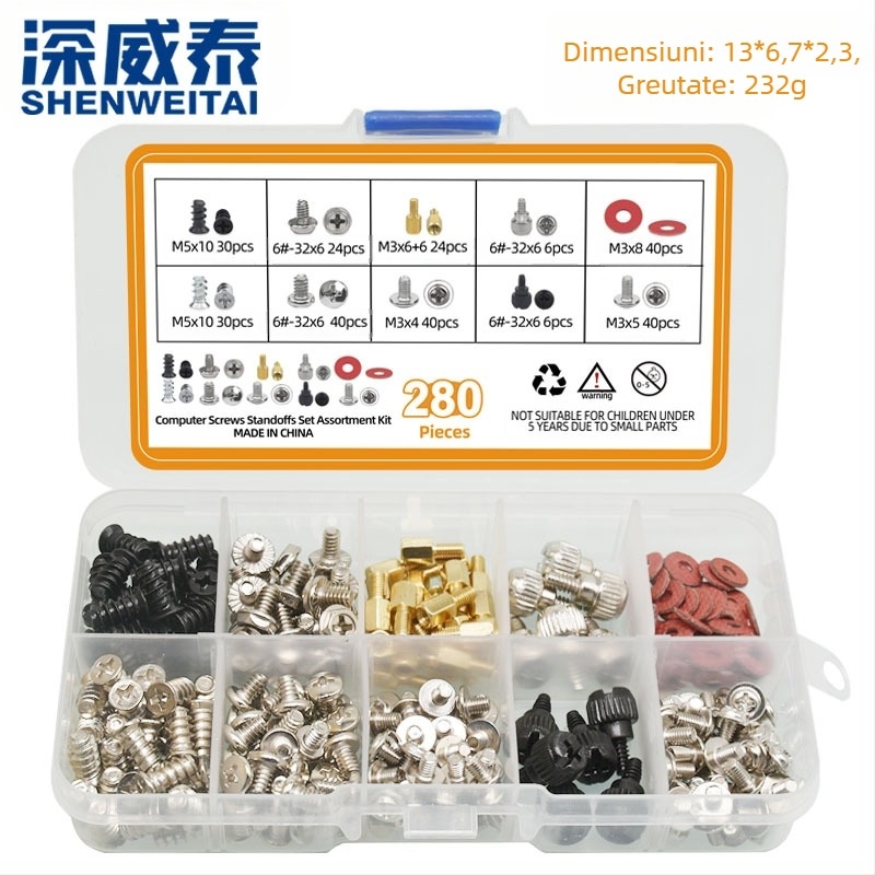 Șuruburi carcasă computer desktop, hard disk în cutie, carcasă placă de bază, set șuruburi ventilator sursă de alimentare, Amazon transfrontalier