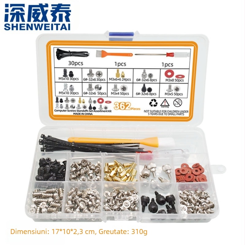 Șuruburi carcasă computer desktop, hard disk în cutie, carcasă placă de bază, set șuruburi ventilator sursă de alimentare, Amazon transfrontalier