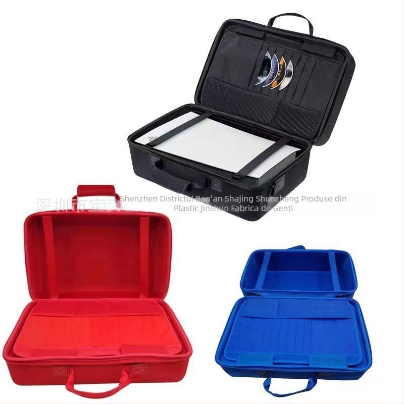 Geantă de depozitare PS5 cu logo dublu gros pentru gazdă de joc, mâner de valiză, accesorii, finisaj complet de depozitare